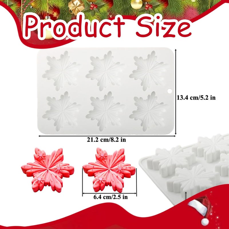Mtruil 1 Pcs Snowflake Silicone Mold Christmas Chocolate Cake Molds Holiday Candy Baking Fondant Molds Christma Silicone Trays Pan Mold Festival Handmade Soap Ice Cube Biscuit Moulds - Image 3